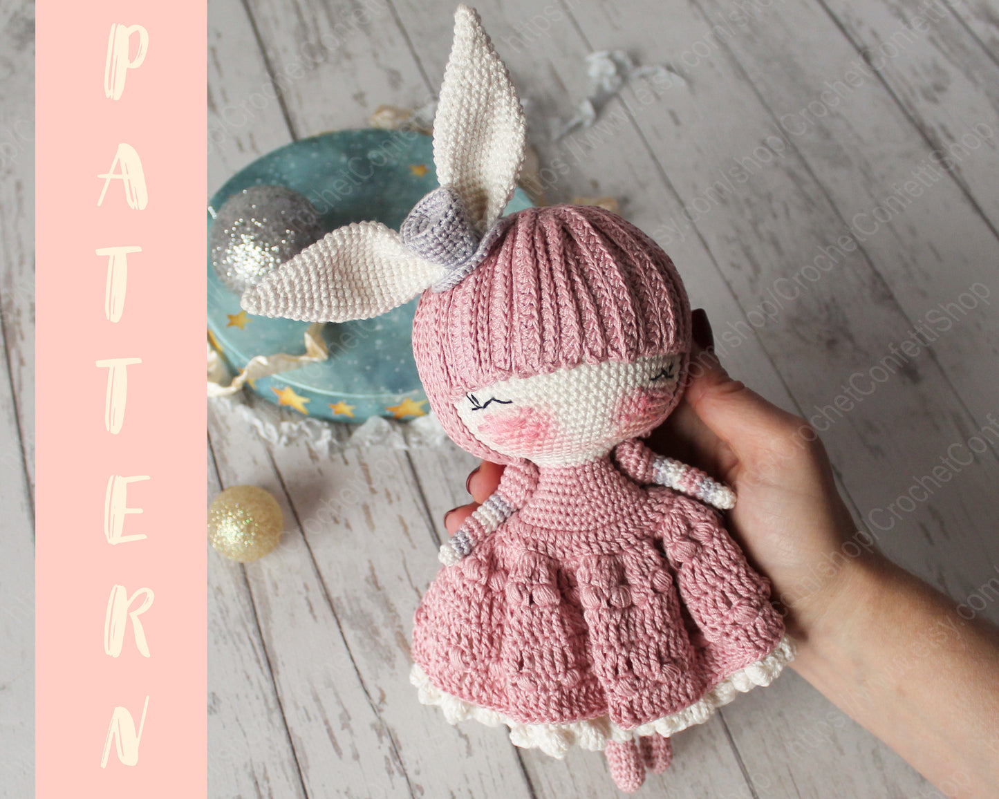 PDF Bunny Marshmallow PATTERN, Amigurumi Doll, DIY, Stuffed Toy 20 cm / 7.8", Crochet Gift Idea