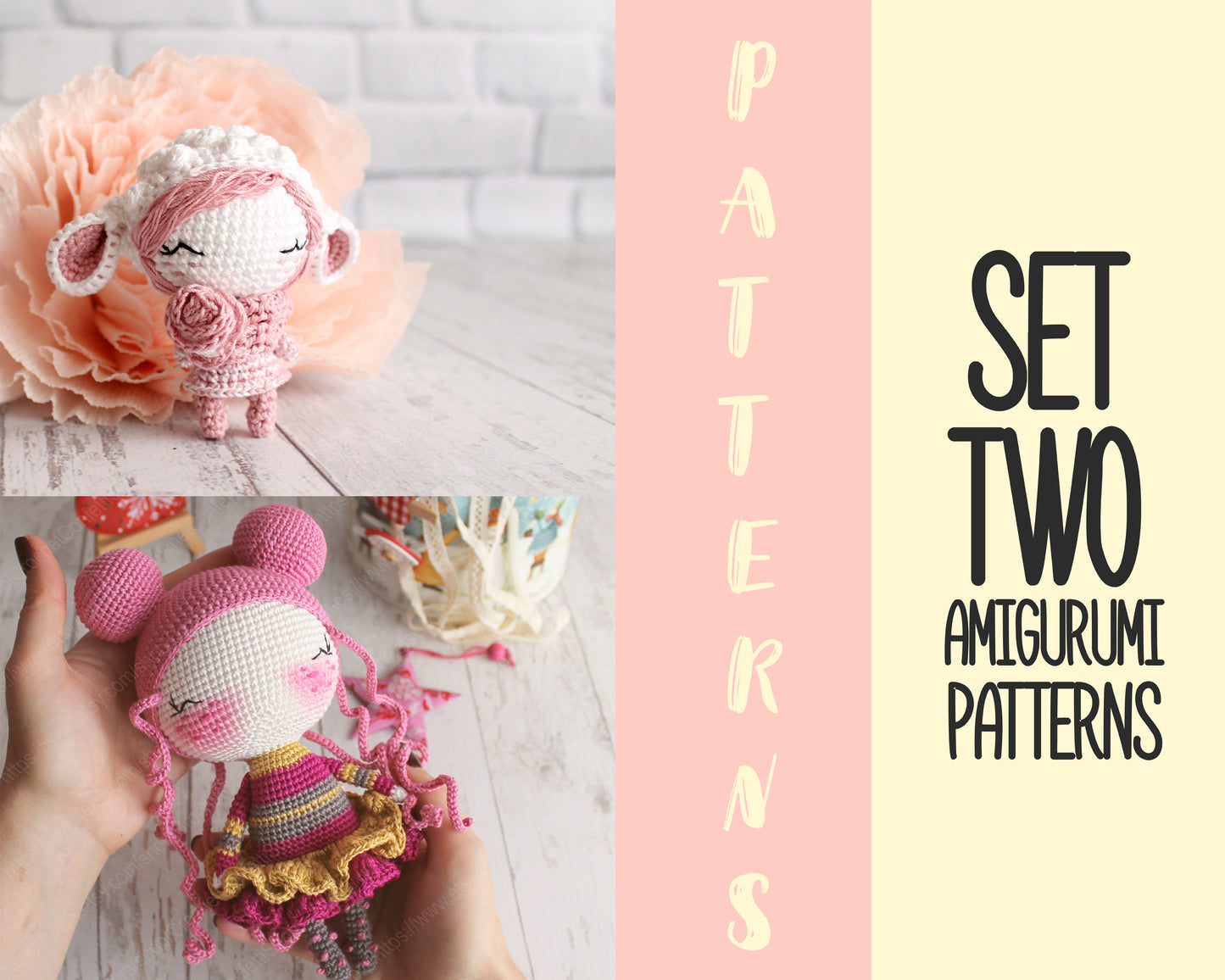 PDF SET Two Amigurumi Patterns, Amigurumi Doll, Amigurumi Little Sheep, DIY Doll, Stuffed Toy, Crochet Gift Idea