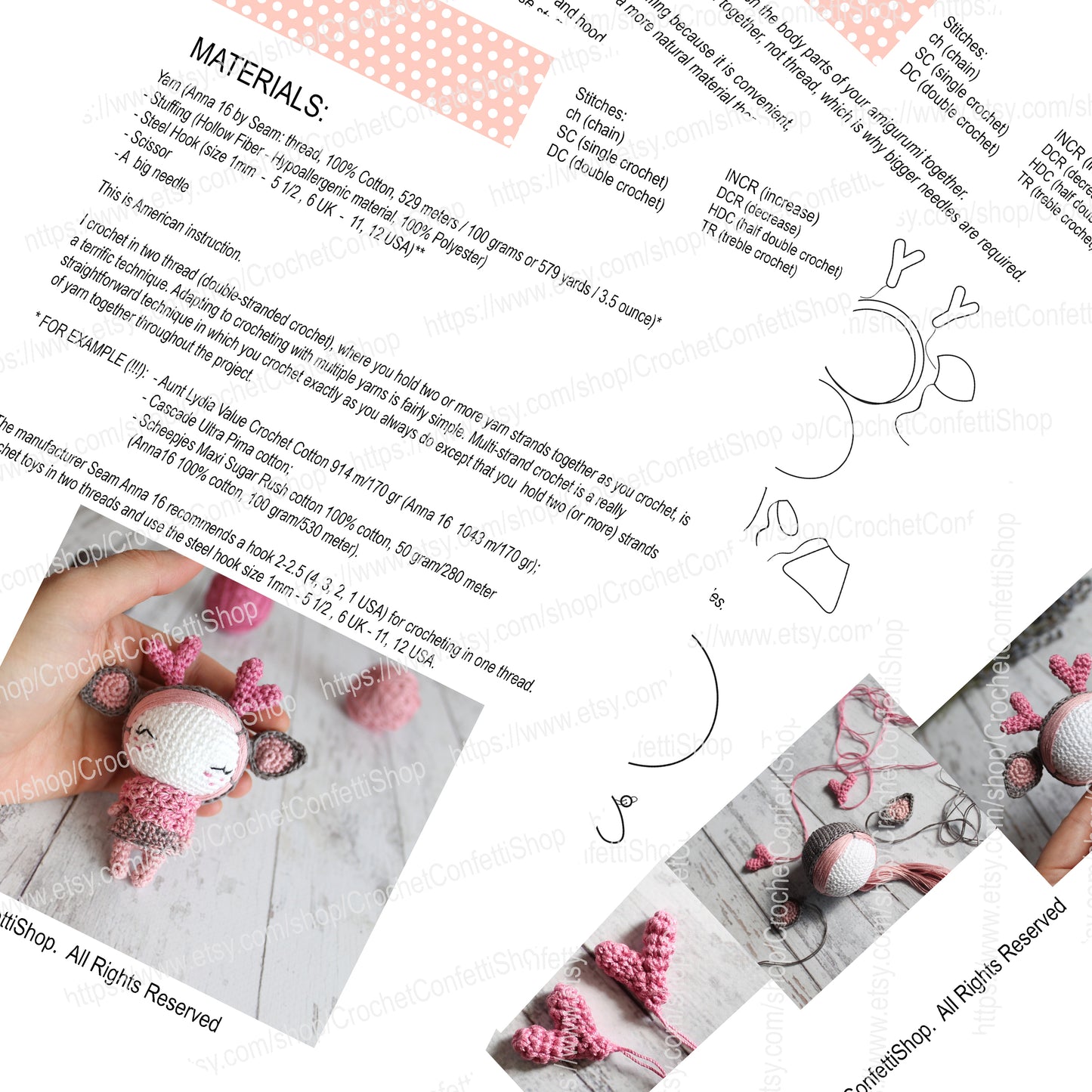PDF SET Two Amigurumi Patterns, Amigurumi Doll Deer, Amigurumi Little Deer, DIY Doll, Stuffed Toy, Crochet Gift Idea