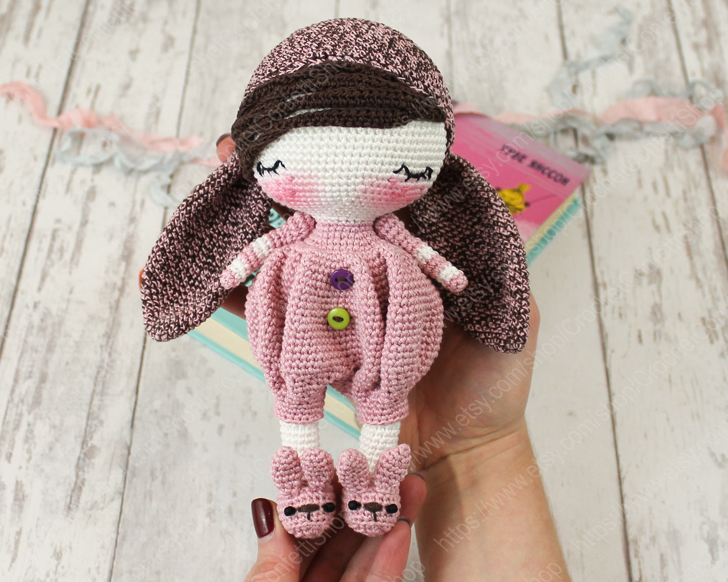 PDF PATTERN Amigurumi Sleepy Bunny, Crochet Doll Rabbit, DIY, Stuffed Sleeping Toy, Crochet Gift Idea English