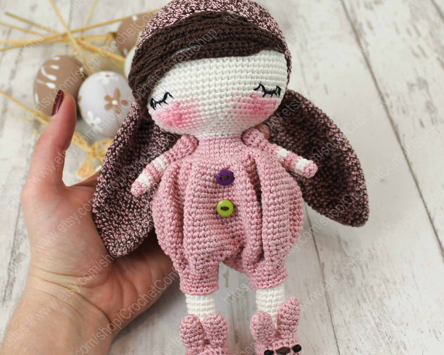 PDF PATTERN Amigurumi Sleepy Bunny, Crochet Doll Rabbit, DIY, Stuffed Sleeping Toy, Crochet Gift Idea English
