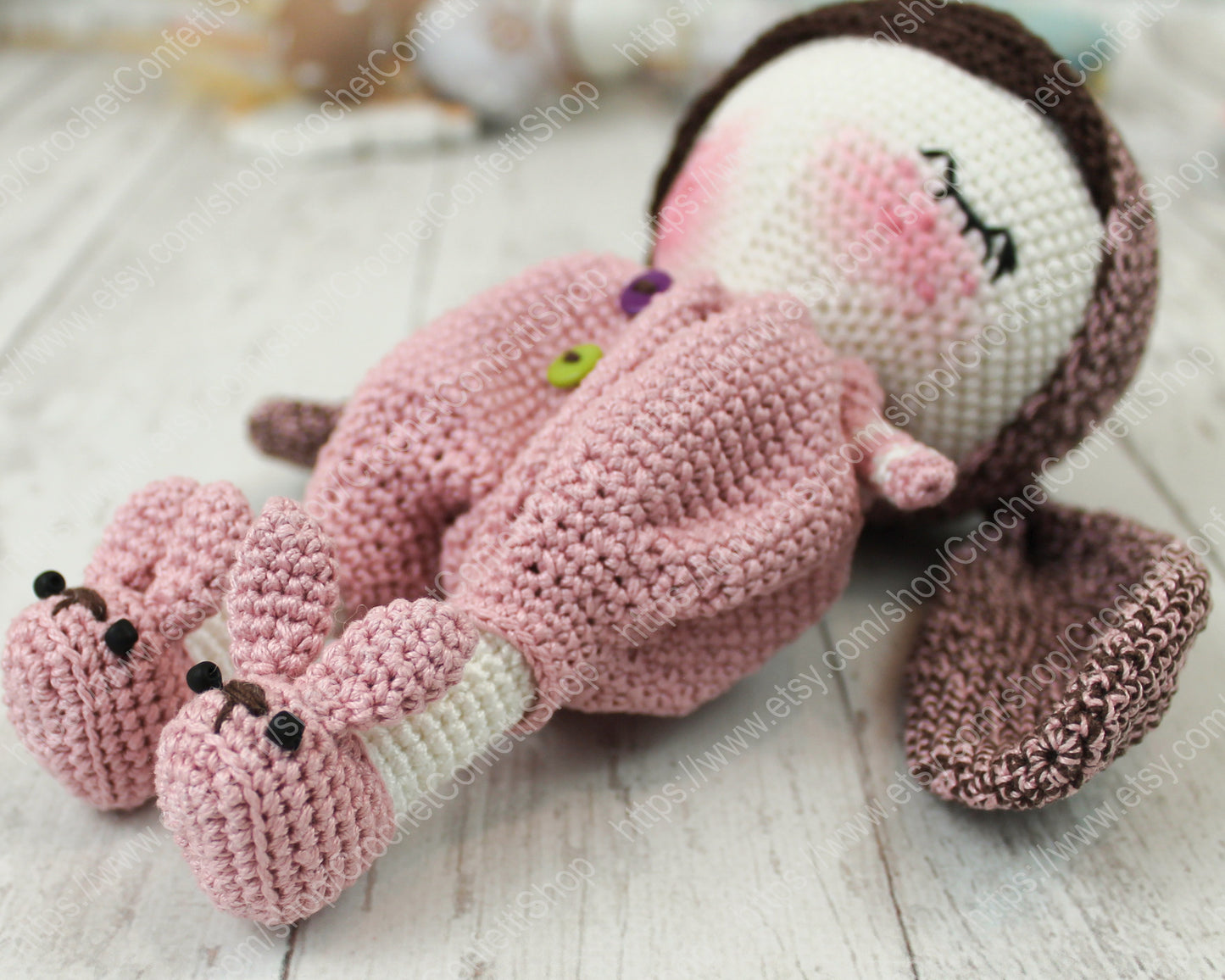 PDF PATTERN Amigurumi Sleepy Bunny, Crochet Doll Rabbit, DIY, Stuffed Sleeping Toy, Crochet Gift Idea English