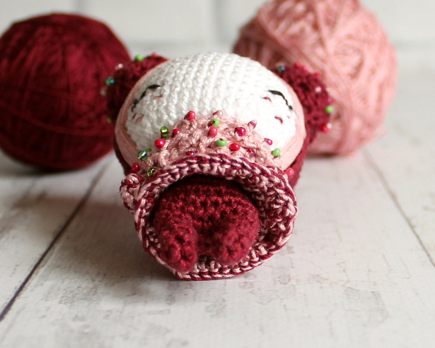 PDF Pattern Amigurumi Marshmallow, Crochet Doll Cherry, Little Knit Accessory