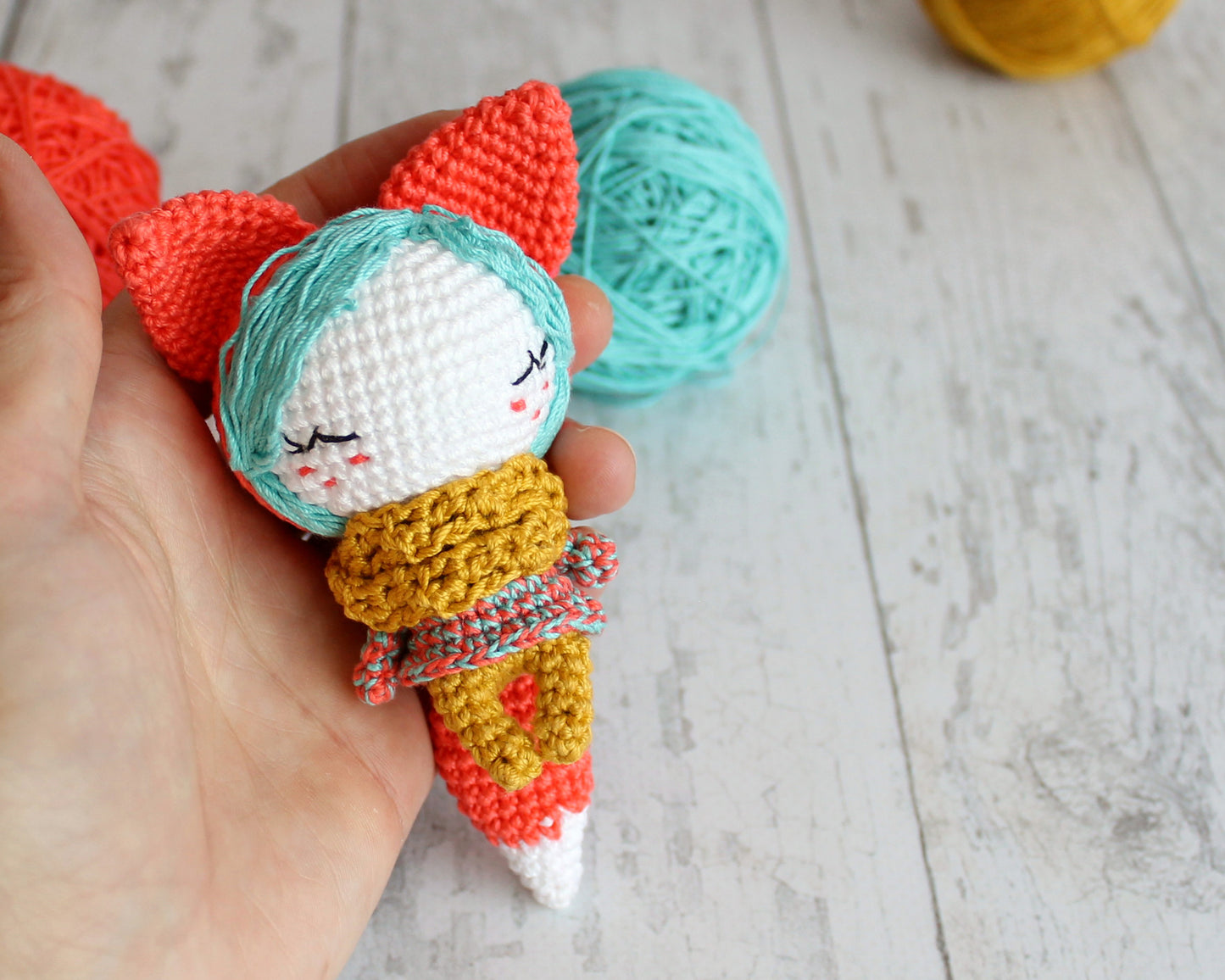 PDF Pattern Amigurumi Little Fox, Crochet Doll Accessory, Crochet Toy Red Fox 9 cm/3.5"