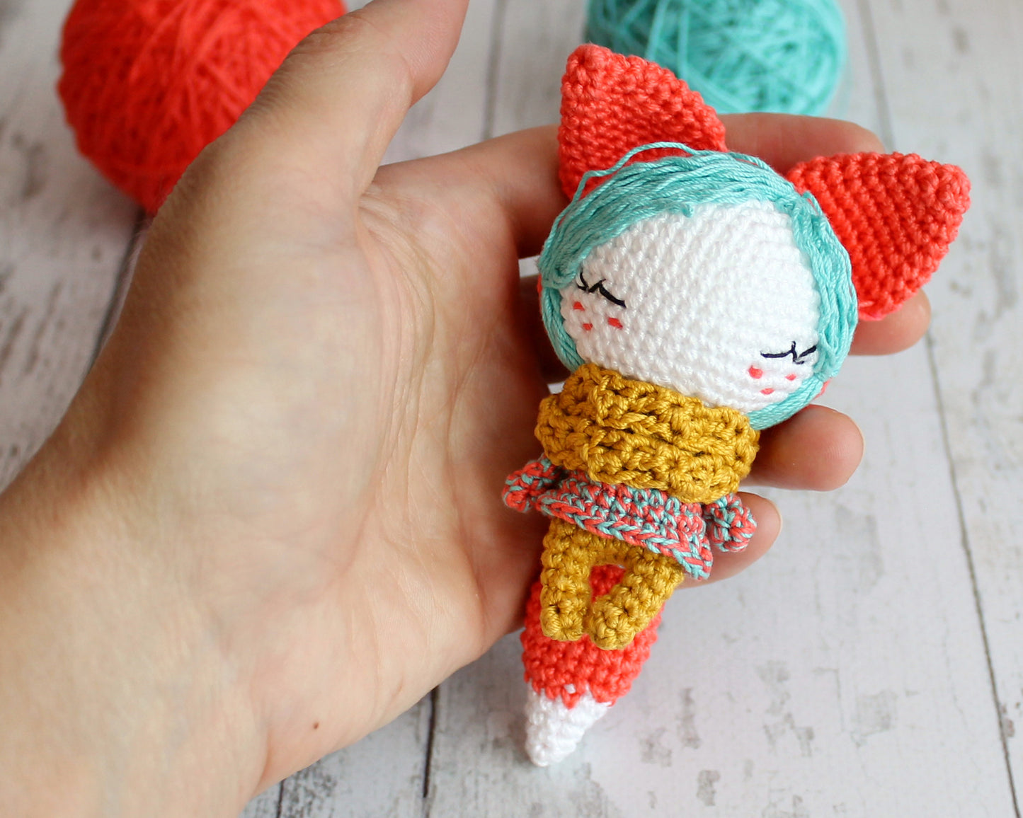 PDF Pattern Amigurumi Little Fox, Crochet Doll Accessory, Crochet Toy Red Fox 9 cm/3.5"
