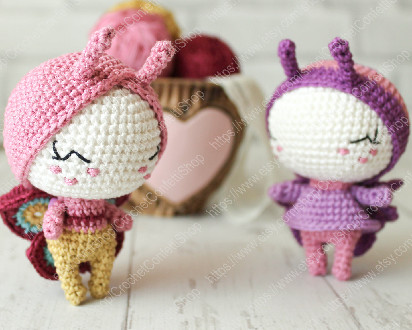 PDF Pattern Crochet Butterflies, Amigurumi Mini Dolls ENGLISH