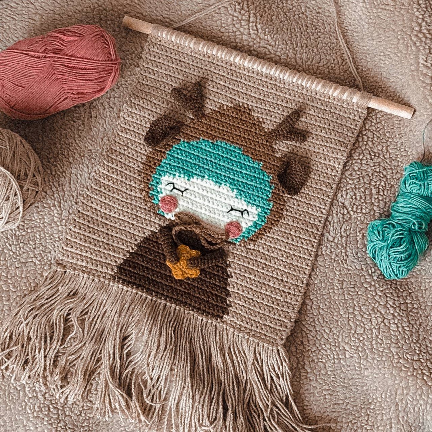 PDF PATTERN Crochet Wall Hanging Decor Cute Deer ENGLISH