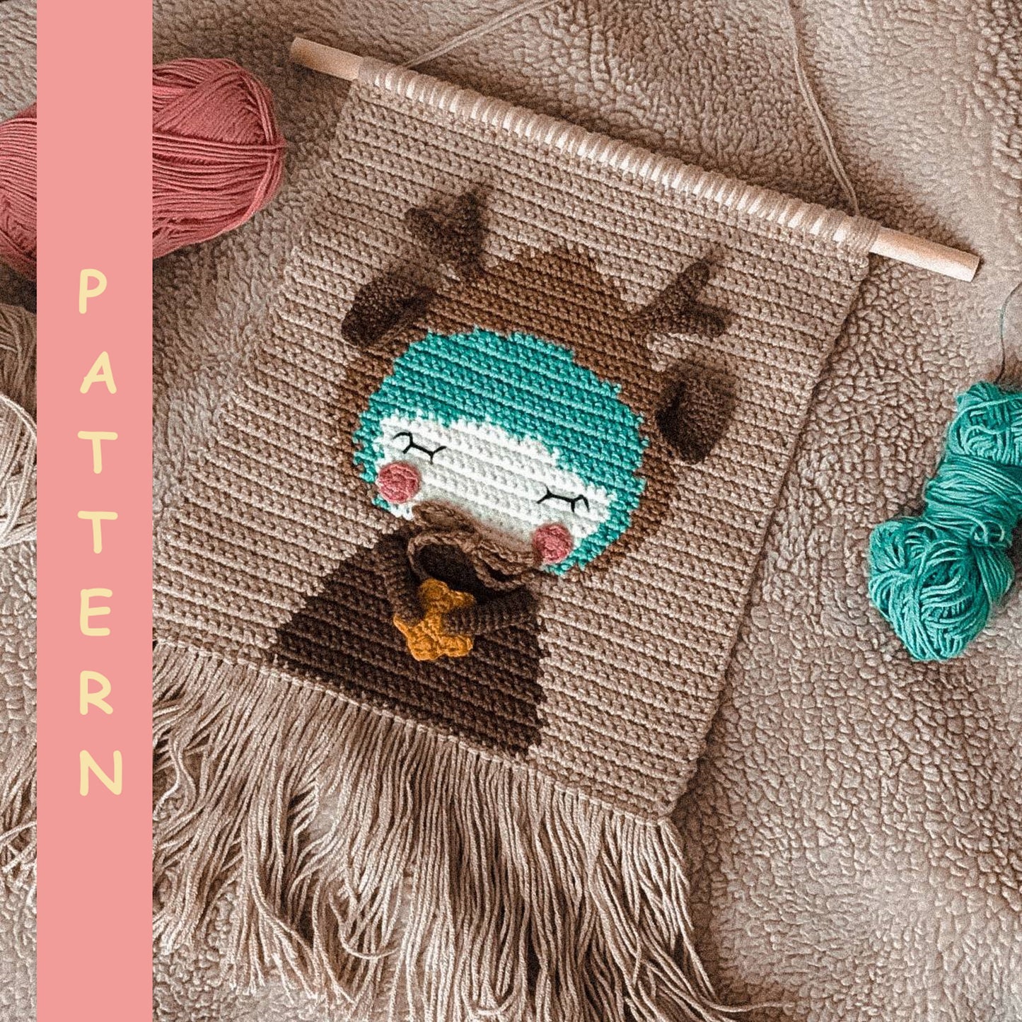 PDF PATTERN Crochet Wall Hanging Decor Cute Deer ENGLISH