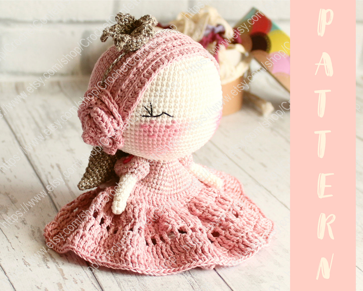 PDF Crochet Pattern Amigurumi Doll Princess, Crochet Dolls Pattern, DIY Cute Toy Pattern, Handmade Angel 20 cm / 7.8"