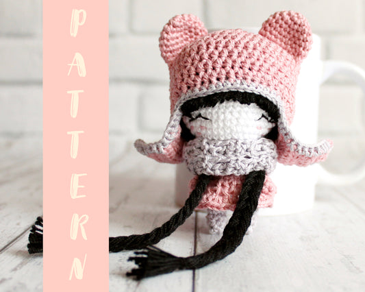 PDF Amigurumi Pattern Doll, Crochet Little Bear, Cute Amigurumi, Crochet Stuffed Toy, Handmade Gift Idea 9 cm/3.5"
