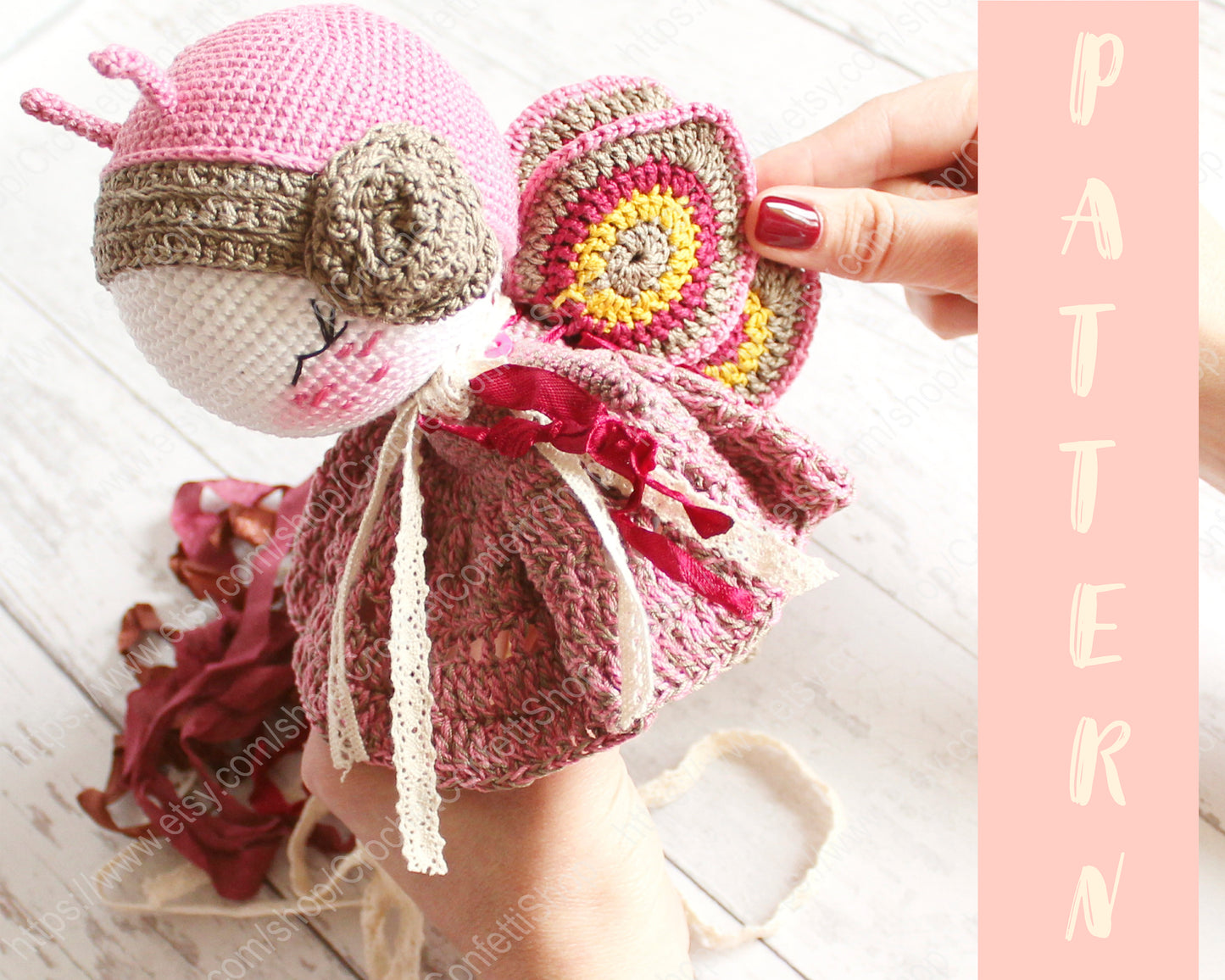 PDF PATTERN Crochet Doll, Amigurumi Butterfly, DIY Doll, Stuffed Toy 20 cm / 7.8", Crochet Gift Idea