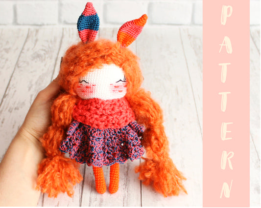 PDF PATTERN Crochet Little Bunny Doll, Crochet Amigurumi Rabbit, Crochet Dolls Pattern, DIY Doll, Little Toy 20 cm / 7.8", Crochet Gift Idea