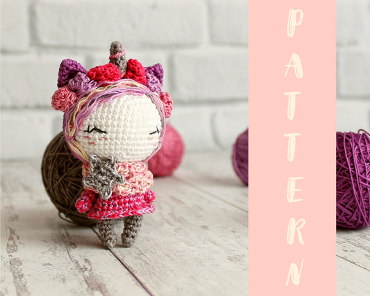 PDF Amigurumi Pattern Unicorn Doll, Crochet Little Unicorn, Little Toy Pattern
